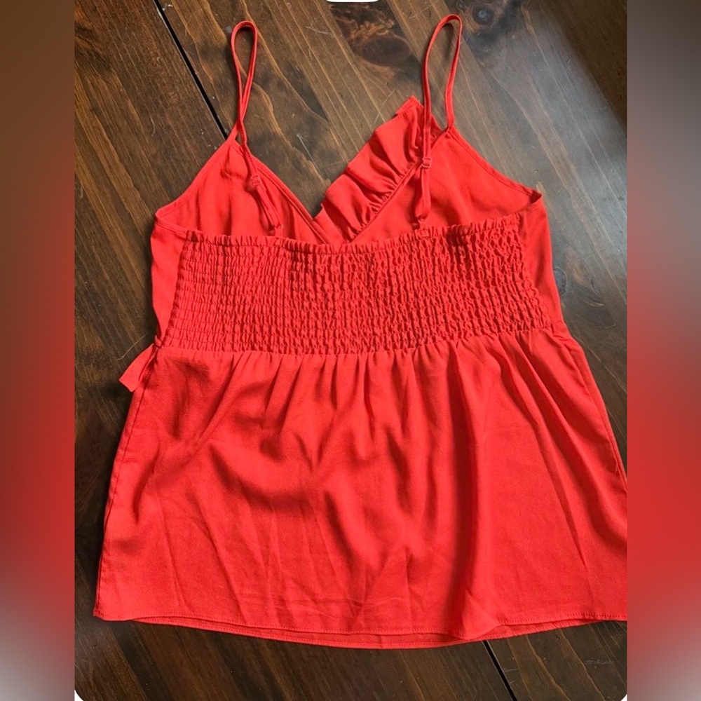 Red Ruffle-Trim Spaghetti Strap Cami - Picture 2 of 5